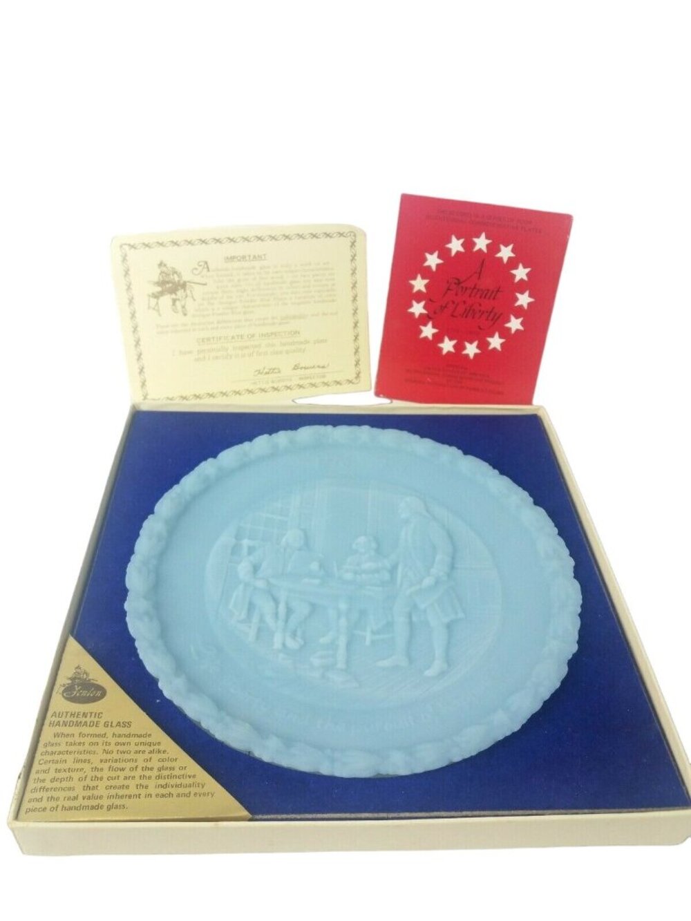 Fenton 1776 -1976 Commemorative Plate Founding Fathers Patriotic Bicentennial